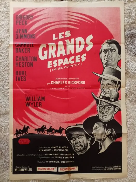Anonymous - Original French Movie Poster (1958) - The Big Country (Les Grands Espaces) - 120x80 cm - Gregory