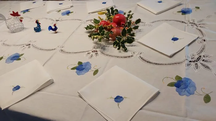 Tablecloth (13) - 255 cm - 175 cm - Ancient trousseaus