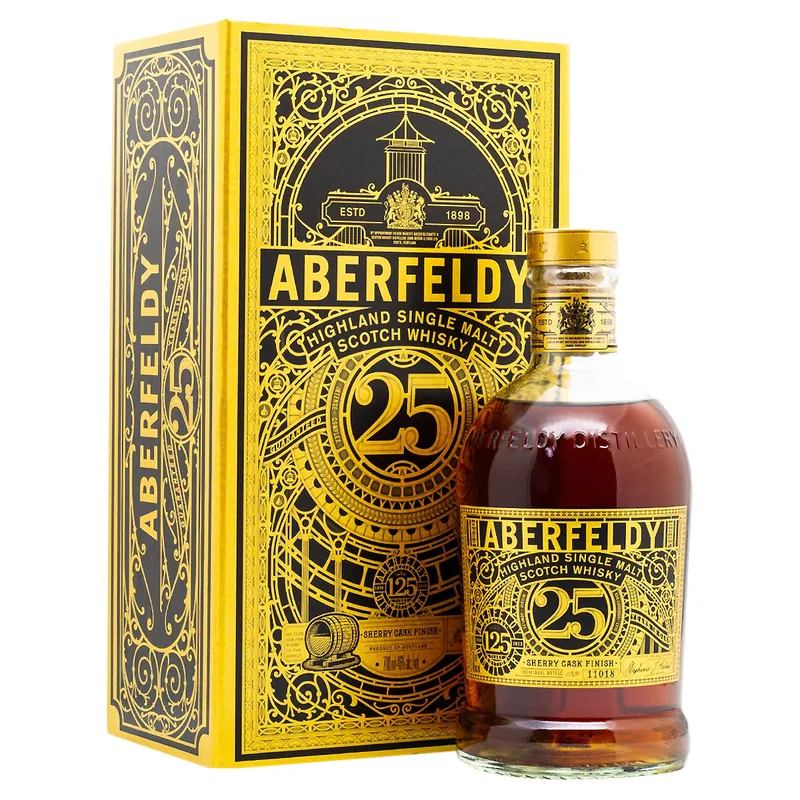 Aberfeldy – 25 Years 125th Anniversary Edition Sherry Cask Finish Highland Single Malt Scotch Whisky (70cl, 46%)