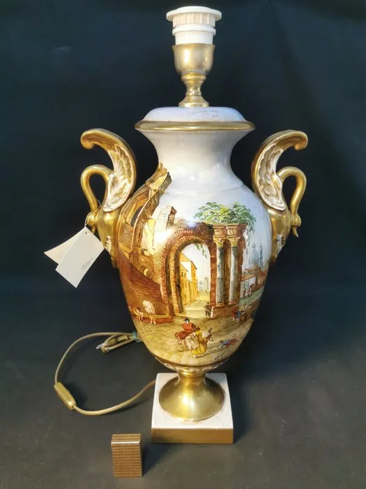 Antico VASO oro zecchino decoro a mano H 53cm Raro - Vase - Porcelain