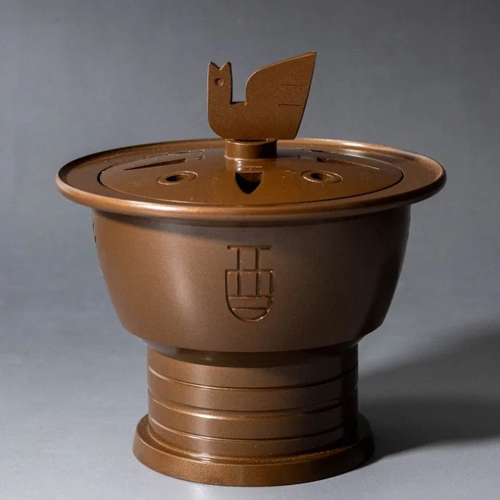 Brass Incense Burner (Koro) “Mizunoto-Tori” with Rooster Finial - Brass - Shugoro Hasuda (蓮田修吾郎, 1915–2010) - Japan - Heisei period (1989-present)