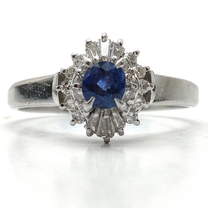 Ring Platinum Sapphire - Diamond