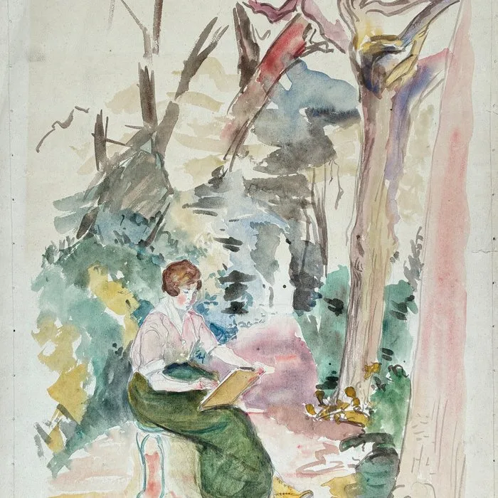 Suzanne Frémont (1876 -1962) - Autoportrait Peintre - Scène de campagne (vendu