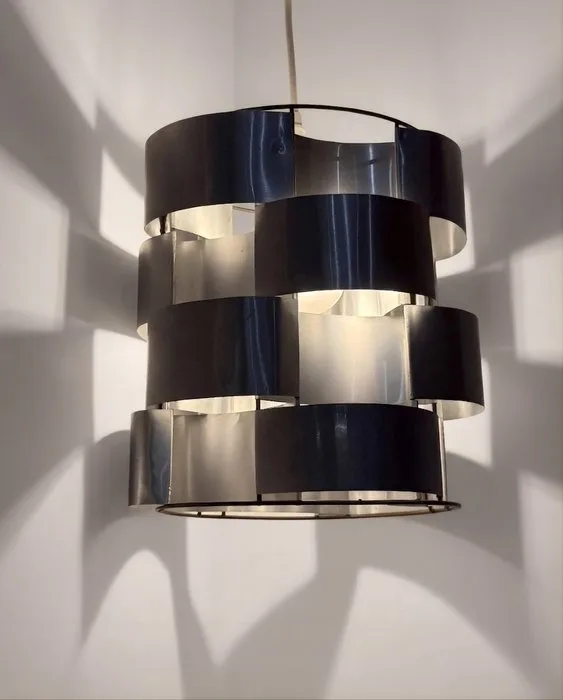 Studio Max Sauze / Ligne Sauze - Max Sauze - Hanging lamp - Space Age, 1970s - Foiled Aluminium - Rare Sculptural