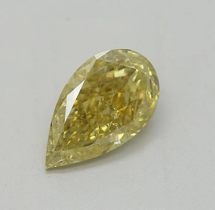 1 pcs Diamond (Natural coloured) - 1.03 ct - Pear - Fancy deep Brownish, Greenish Yellow - I1 - Gemological Institute of America (GIA)