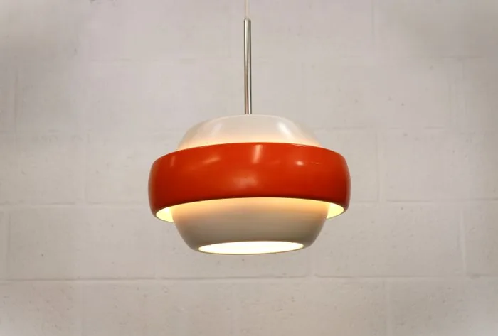 Oranje en witte vintage hanglamp - Lamp - Metal