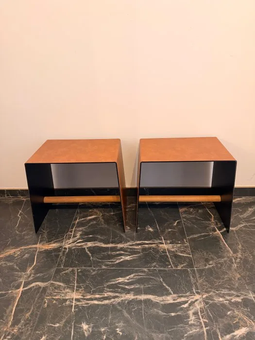 LINDDNA - LINDDDNA - Table (2) - Stainless steel, Leather, Wood - Two cube-design tables