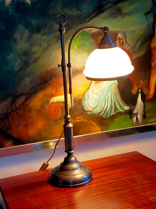 Klassische Messing-Tischleuchte – Bankerlampe Schreibtischlampe - Table lamp - Brass