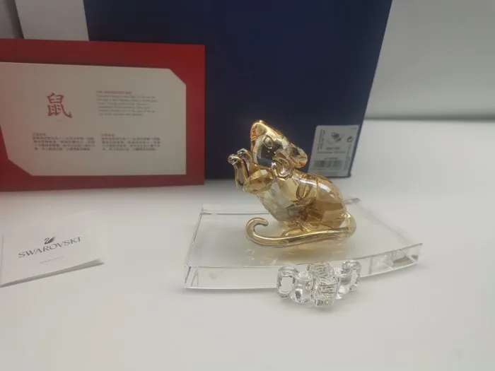 Swarovski - Figurine - Chinese zodiac (3rd generation) rat gold 5301556 - Box + Certificate - Crystal