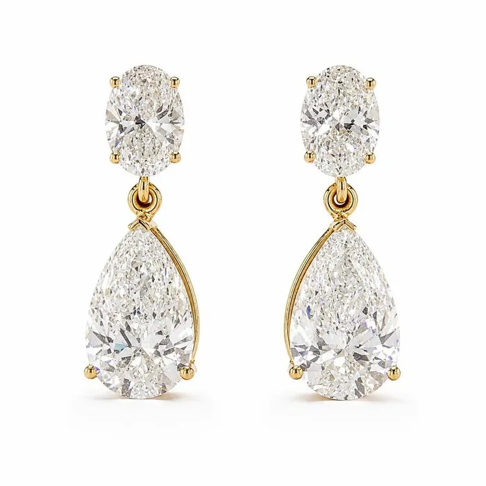 Earrings - 18 kt. Yellow gold - 5.64ct. tw. Diamond (Lab-grown) - Free shipping